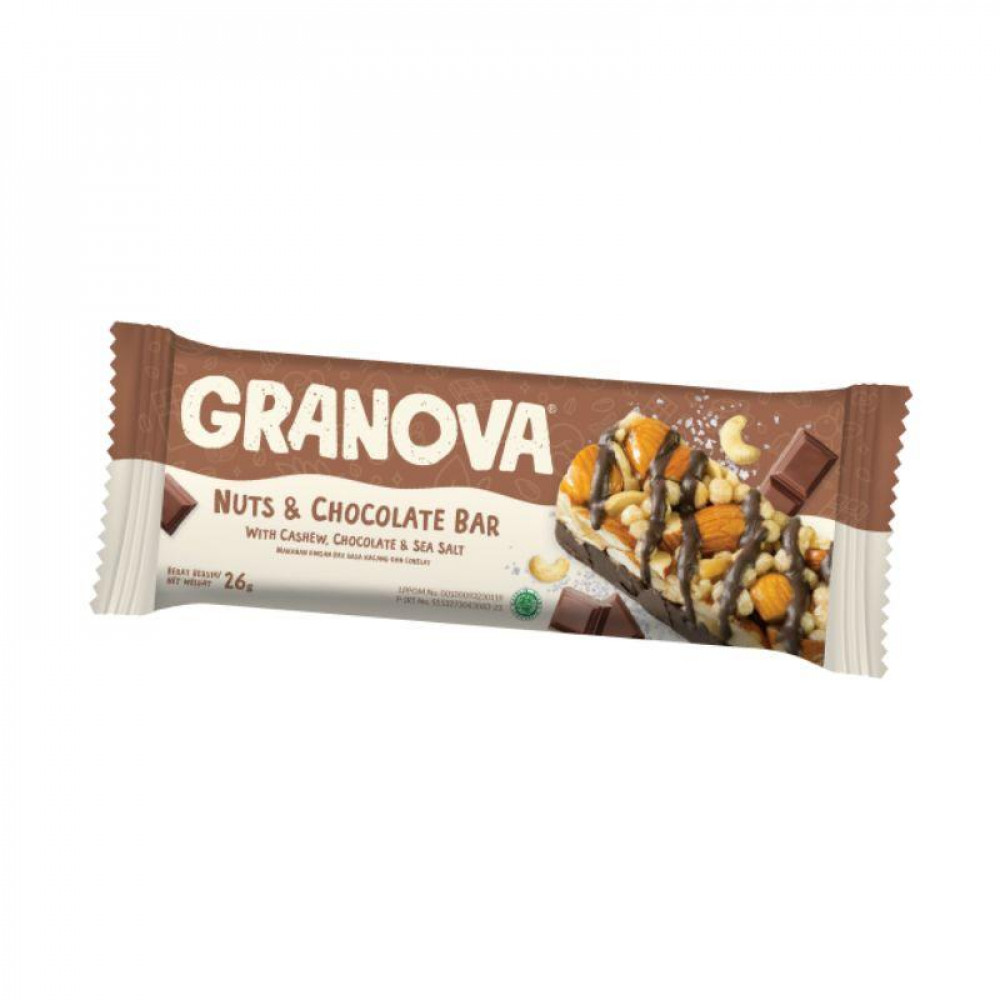 GRANOVA Nuts & Chocolate Energy Bar with Cashew, Chocolate & Sea Salt 26g Halal